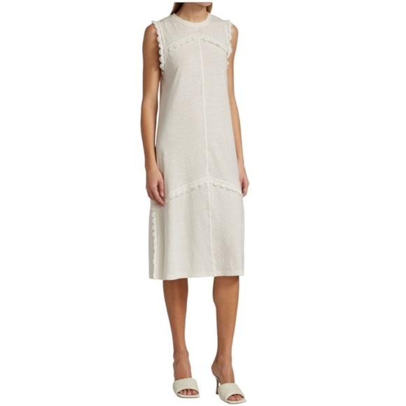 Derek Lam 10 Crosby Lowell Sleeveless Linen Blend Lace Midi Dress Size S - Picture 1 of 12